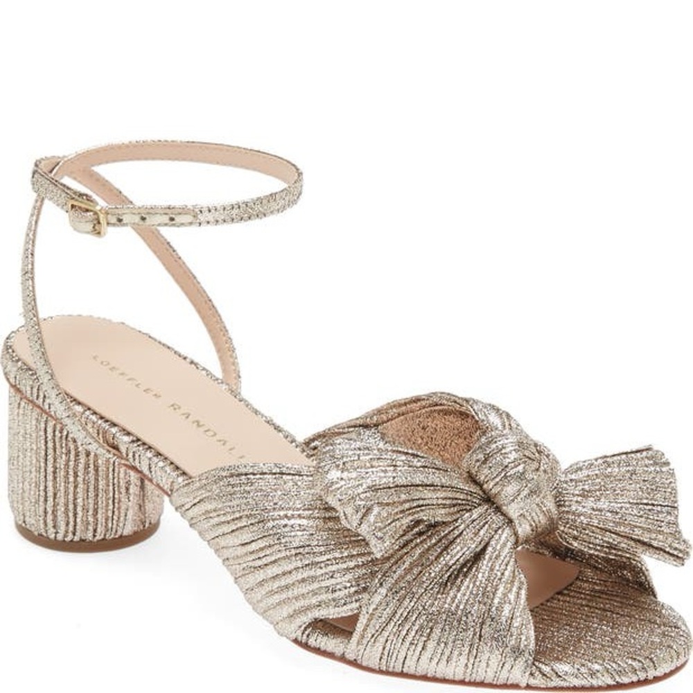 Loeffler Randall Dahlia Champagne Pleated Bow Heel